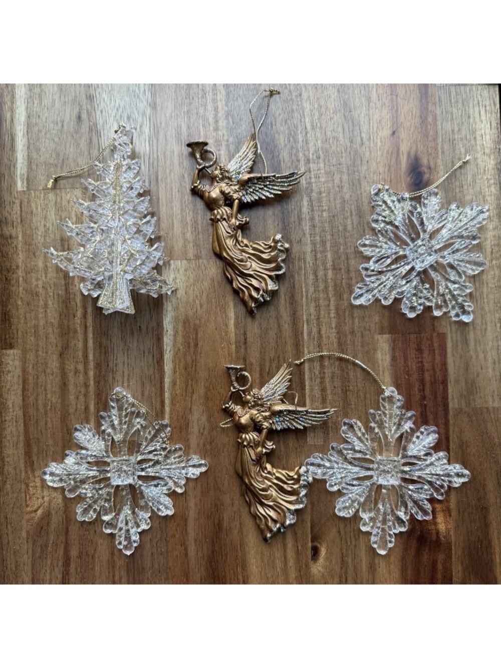 Lot Of 5 Plastic Ornaments Snowflakes Christmas Tree Angels Holiday Target